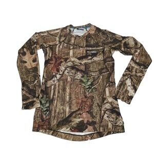 Columbia Shirt Mens  Brown Green PHG Camo Hunting Omni Heat Base Layer Size‎ S